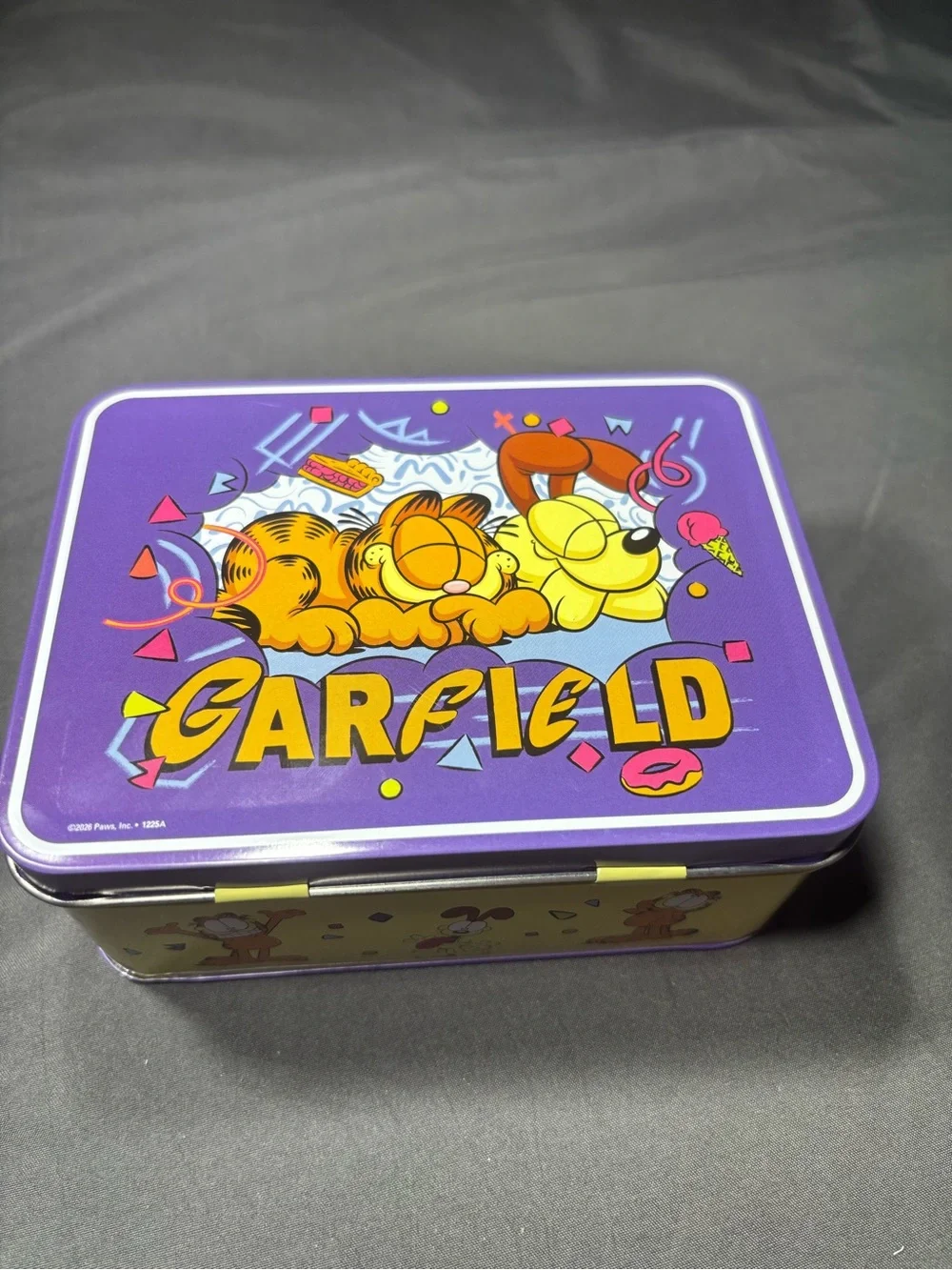 New Garfield Purple Metal Tin Lunchbox